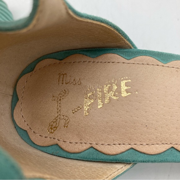 Miss L Fire Loretta Suede Peep Toe Ankle Tie Heels - Picture 10 of 11